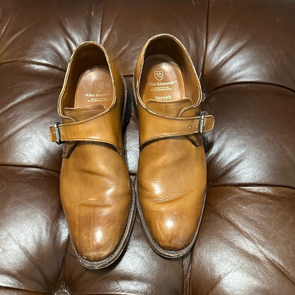 Allen Edmonds Brown Leather Monk Strap Shoes